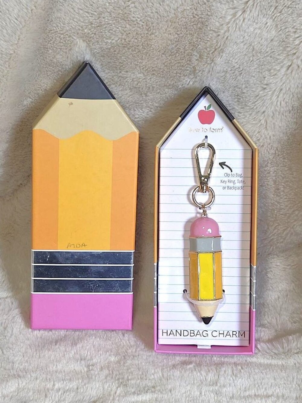 True To Form Pencil Enamel Multi Color Bag Charm/Keychain - New - Teacher/Writer